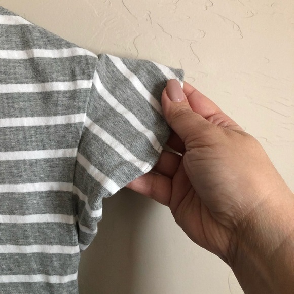 J.Crew Factory Gray White Striped Striped Shirt - Picture 6 of 8